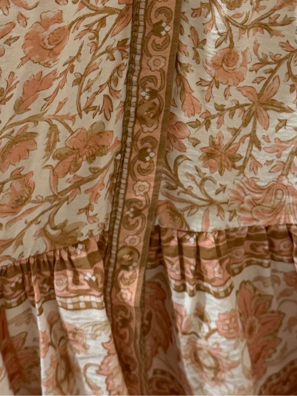 By the River Floral Maxi Dress Button-Front Drawstring L Prairie Western Boho - Picture 5 of 7